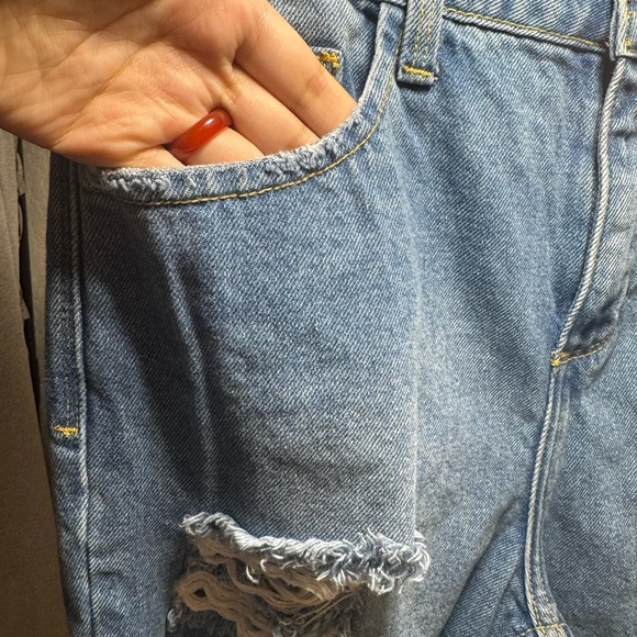 Blue Boyfriend Jeans with Distressed Details - Picture 3 of 4